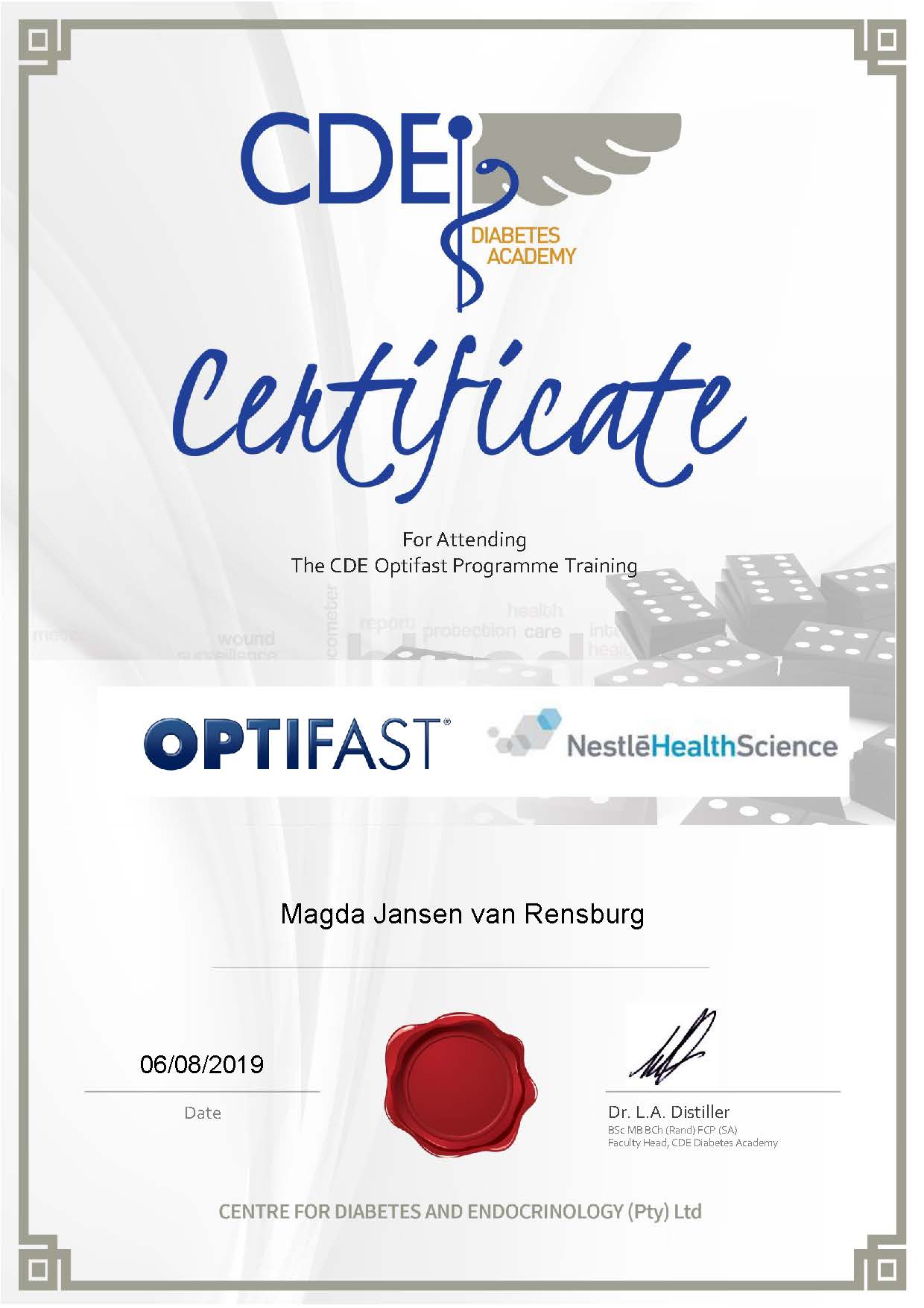 registered optifast dietician